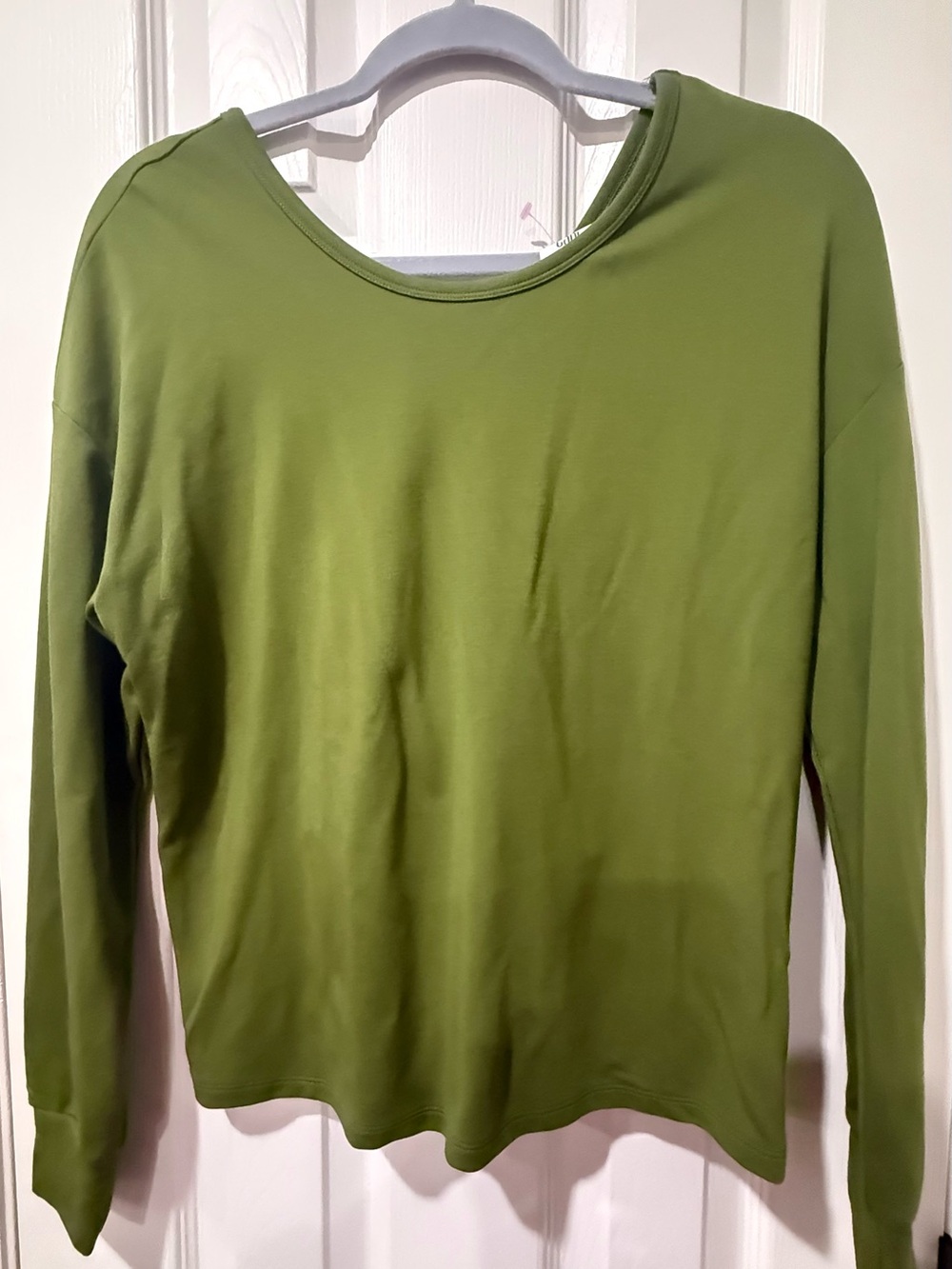 Women’s Olive Green Long-Sleeve Crewneck Top